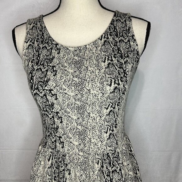 Jack Midi A-Line Snakeskin Tank Dress Sleeveless Round Neck Tan/Black Sz S - Picture 2 of 8